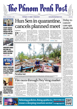 Hun Sen in Quarantine, Cancels Planned Meet