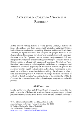 Afterword: Corbyn---A Socialist Rebirth?