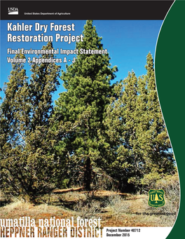 Kahler Dry Forest Restoration Project Final Environmental Impact Statement Volume 2 Appendices a - J