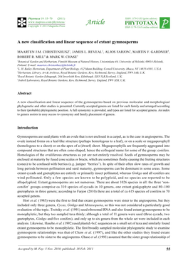 A New Classification and Linear Sequence of Extant Gymnosperms