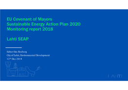 EU Covenant of Mayors Sustainable Energy Action Plan 2020 Monitoring Report 2018