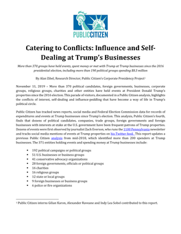 Catering to Conflicts: Influence and Self- Dealing at Trump's Businesses