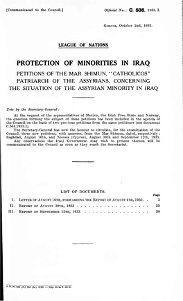 Protection of Minorities in Iraq