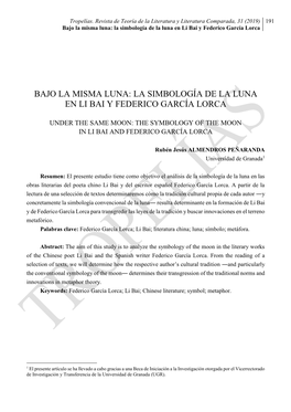 La Simbología De La Luna En Li Bai Y Federico García Lorca