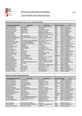 Pertsona Aholkularien Homologatuen Zerrenda 24/06/2009 Listado De Personas Consultoras Homologadas