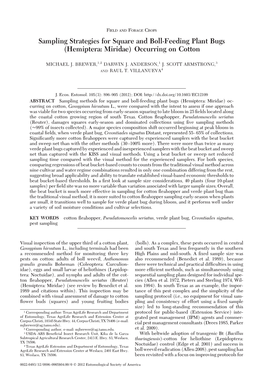 Sampling Strategies for Square and Boll-Feeding Plant Bugs (Hemiptera: Miridae) Occurring on Cotton