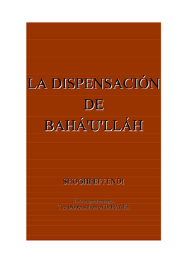 La Dispensación De Bahá'u'lláh
