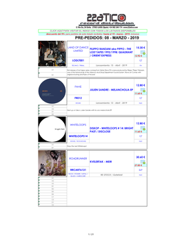 Pre-Pedidos: 08 - Marzo - 2019