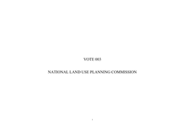 Vote 003 National Land Use Planning Commission