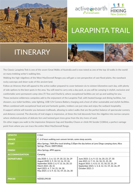 Larapinta Trail Itinerary
