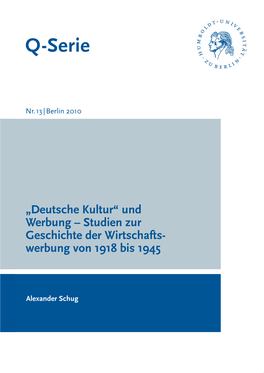 „Deutsche Kultur“ Und Werbung : Studien Zur Geschichte