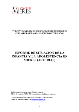 Informe De Situación De La Infancia Y La Adolescencia En Mieres