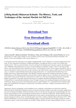 Okinawan Kobudo: the History, Tools, and Techniques of the Ancient Martial Art Online