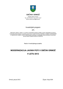 Modernizacija Javnih Poti V Občini Ormož V Letu 2012