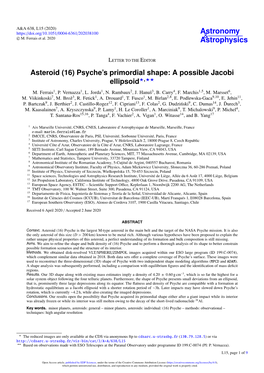 Asteroid (16) Psyche's Primordial Shape