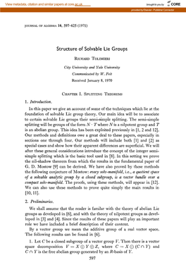 Structure of Solvable Lie Groups