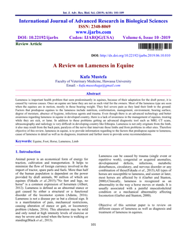 A Review on Lameness in Equine