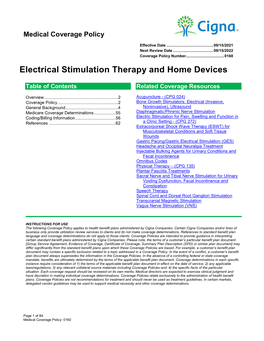 Electrical Stimulation Therapy and Home Devices