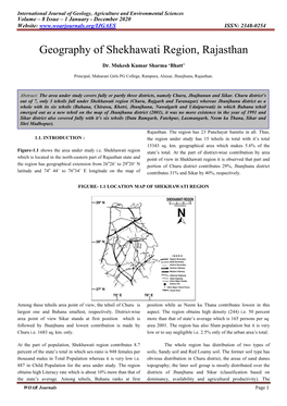 Geography of Shekhawati Region, Rajasthan