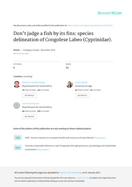 Species Delineation of Congolese Labeo (Cyprinidae)