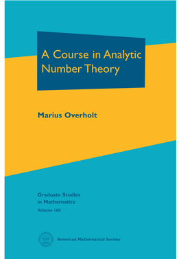 A Course in Analytic Number Theory