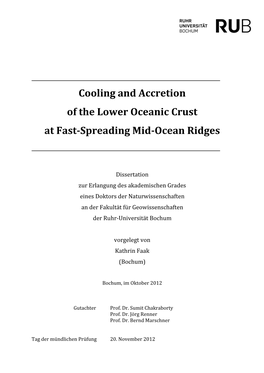 Cooling and Accretion of the Lower Oceanic Crust at Fast-Spreading Mid-Ocean Ridges