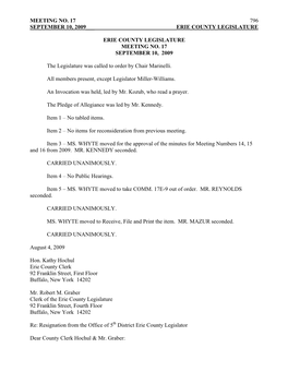 Meeting No. 17 September 10, 2009___ Erie County