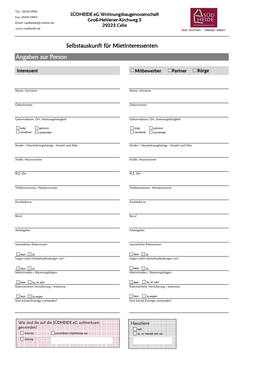 Interessentenbogen SÜDHEIDE Eg