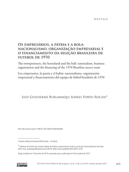 Nacionalismo, Organização Empresarial E O Financiamento Da Seleção Brasileira De Futebo