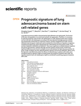 Prognostic Signature of Lung Adenocarcinoma Based on Stem