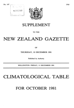 New Zealand Gazette Climatological Table