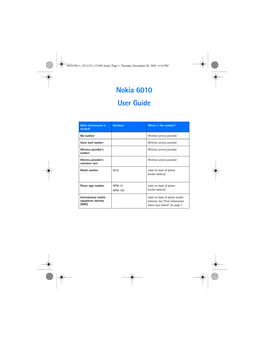 Nokia 6010 User Guide