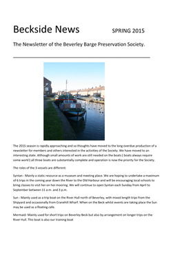 Beckside News SPRING 2015