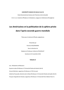 Les Américaines Et La Politisation De La Sphère Privée Dans L'après