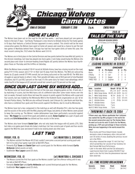 Chicago Wolves Game Notes IOWA at CHICAGO FEBRUARY 17, 2019 3 P.M