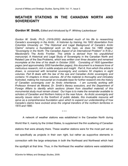 Weather Stations in the Canadian North and Sovereignty