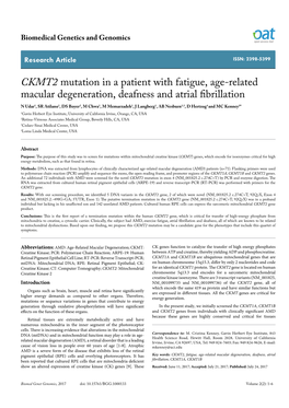 CKMT2 Mutation in a Patient with Fatigue, Age-Related Macular