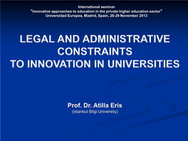 Legal and Administrative Constraints to Innovation in Universities