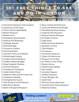 101 Free Things to See and Do in London