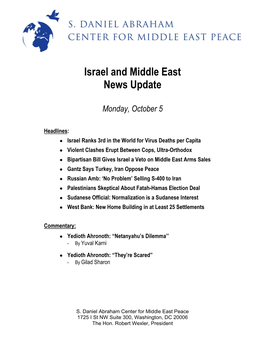 Israel and Middle East News Update