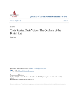 Their Stories, Their Voices: the Orphans of the British Raj