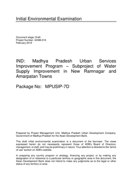 42486-016: Madhya Pradesh Urban Services Improvement Project