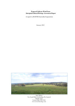 Proposed Collector Wind Farm Aboriginal Cultural Heritage Assessment Report