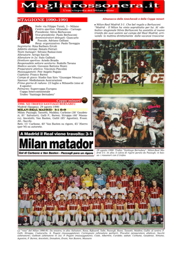 Stagione 1990-1991 Almanacco Delle Amichevoli E Delle Coppe Minori ▸ Milan-Real Madrid 3-1