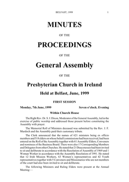 Minutes of the General Assembly 1999
