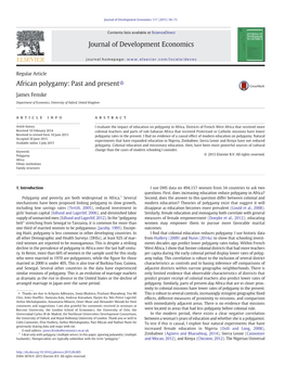 African Polygamy: Past and Present☆