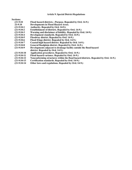 Article 9. Special District Regulations Sections: (21-9.10 Flood Hazard