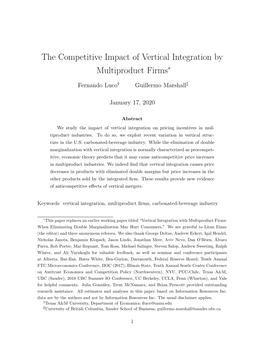 The Competitive Impact of Vertical Integration by Multiproduct Firms*