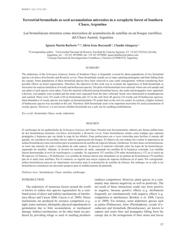 Terrestrial Bromeliads As Seed Accumulation Microsites in a Xerophytic Forest of Southern Chaco, Argentina