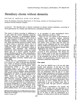 Hereditary Chorea Without Dementia